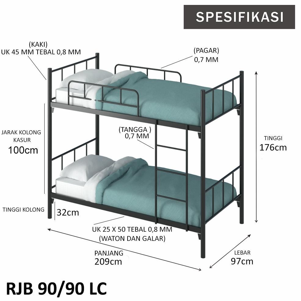 Cargo | Shumo Ranjang Tingkat Besi | Ranjang Susun Minimalis |Dipan Kasur Tingkat |90/90 Br1 Highqua