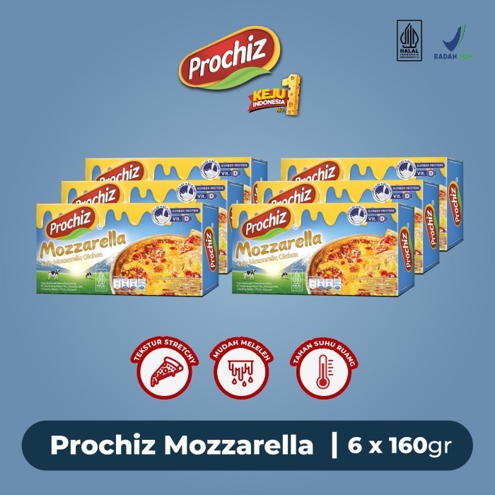 

Keju Prochiz Mozzarella 160 Gr Paket 6 Pcs