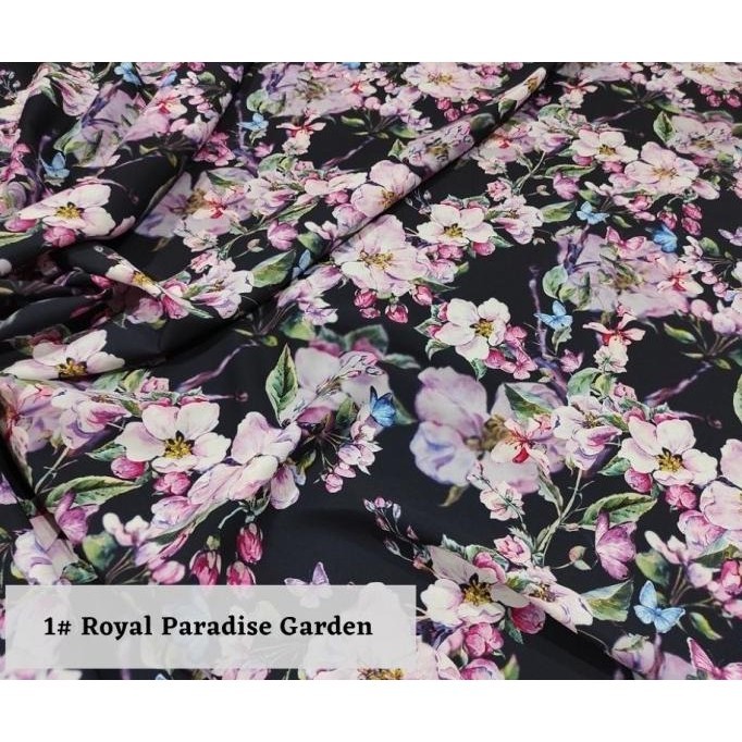

Kain Print Bunga Sutra / Woolpeach - Royal Paradise Garden Permeter Terbaik