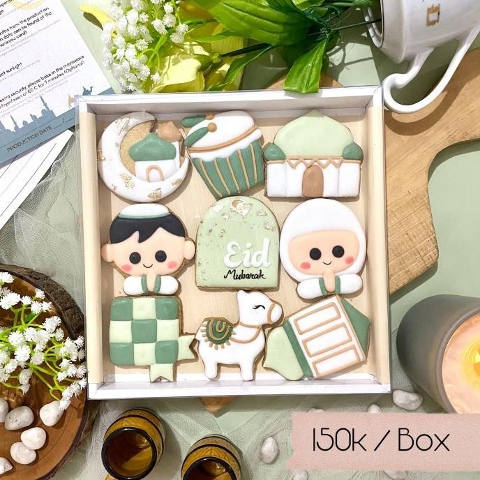 

1 BOX isi 9 cookies icing kukis hias idul fitri lebaran eid mubarak