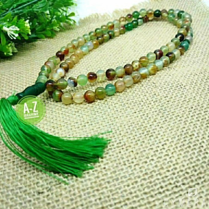 Natu Tasbih Akik Pancawarna Edong Tembus Senter 8-10Mm