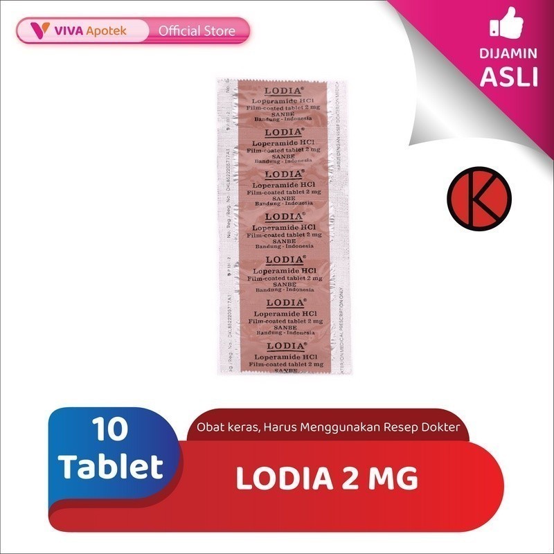 Lodia 2 mg / Loperamide / Diare (10 Tablet)