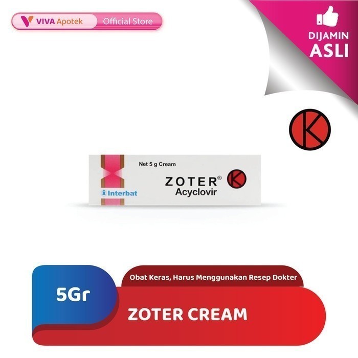 Zoter Cream / Acyclovir / Infeksi Virus / Herpes (5 Gram)