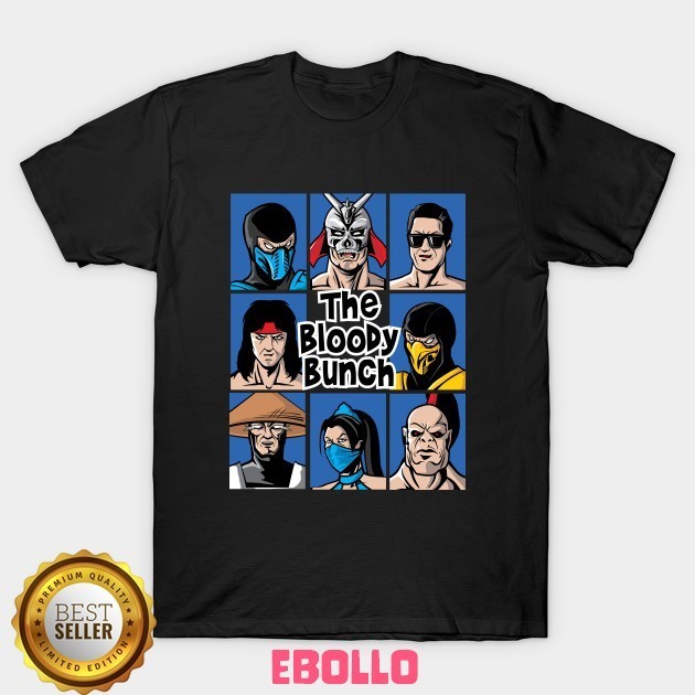 Baju Kaos Tshirt Bloody Bunch Baraka Johnny Cage Kitana Liu Kang Mortal Kombat Raiden Scorpion Shao 