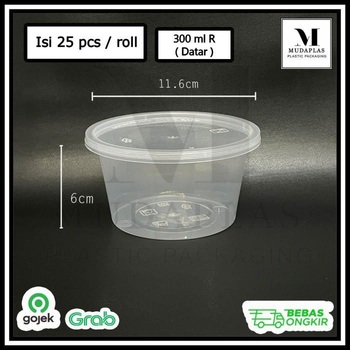 

><><><] Thinwall Round 300 ml Datar / Mangkok Plastik Tebal DM isi 25 pcs