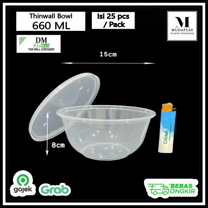 

$$$$] Thinwall Bowl 660 ml / Mangkok Plastik Tebal DM isi 25 pcs 660 ml RB