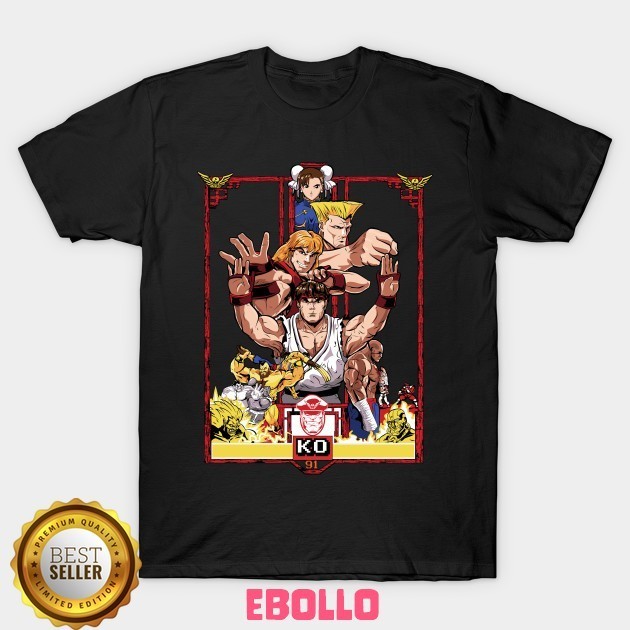 Baju Kaos Tshirt Enter The Street Blanka Chun Li Dhalsim E Honda Dragon Guile Ken M Bison Distro Cot