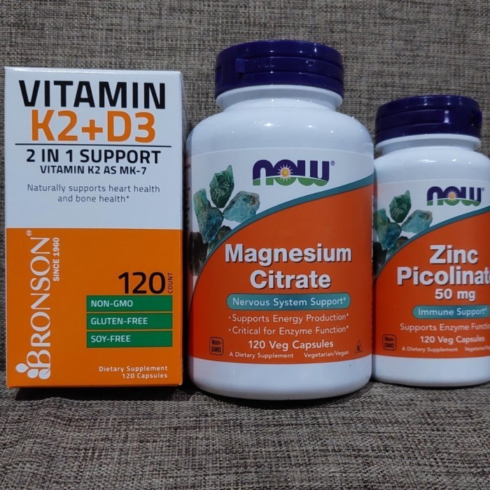 Quatro Formula,Paket Ekonomis D3+K2,Magnesium Citrate, Zinc Picolinate