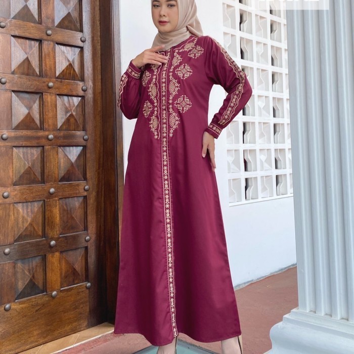 gamis toyobo bordir komputer cantik bahan katun toyobo lembut//elegan