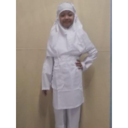 Baju Muslim Setelan Anak Perempuan Warna Putih 4, 5, 6, 7, 8 Tahun