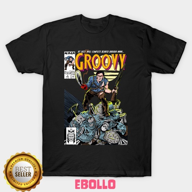 Baju Kaos Tshirt Groovy Army Of Darkness Ash Williams Comic Book Evil Dead Wolverine Distro Cotton C