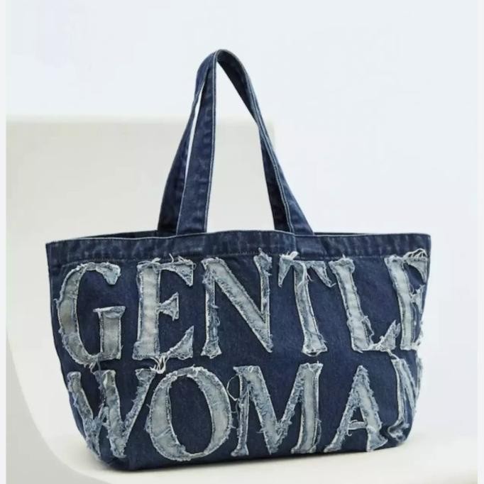 Gentle Woman Denim Tote Bag Navy - Original Thaliapateza