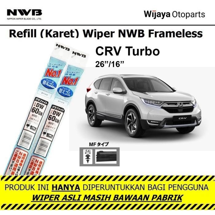REFILL KARET WIPER CRV TURBO NWB JAPAN UKURAN 26"&16"