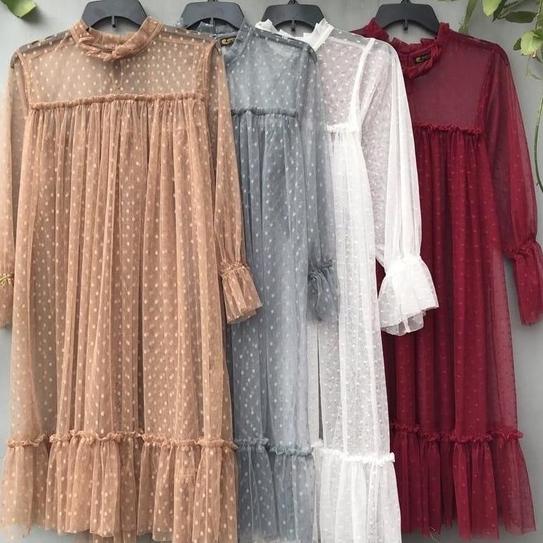 Ramadhan Sale Balerina Elmira Outer Tile Import Tunik Brukat Polkadot Atasan Wanita Outfit Kondangan