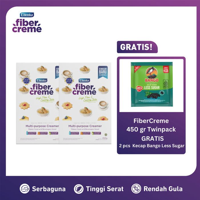 

Ready FiberCreme 450 gr Twinpack Free 2 pcs Kecap Bango Less Sugar 18ml