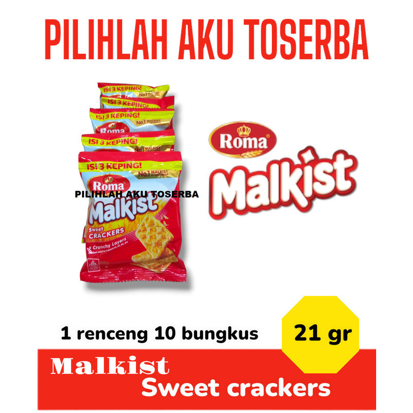 

OBRAL Biskuit Roma Malkist Crackers (tabur Gula) - 1 KARDUS ISI 12 RENCENG