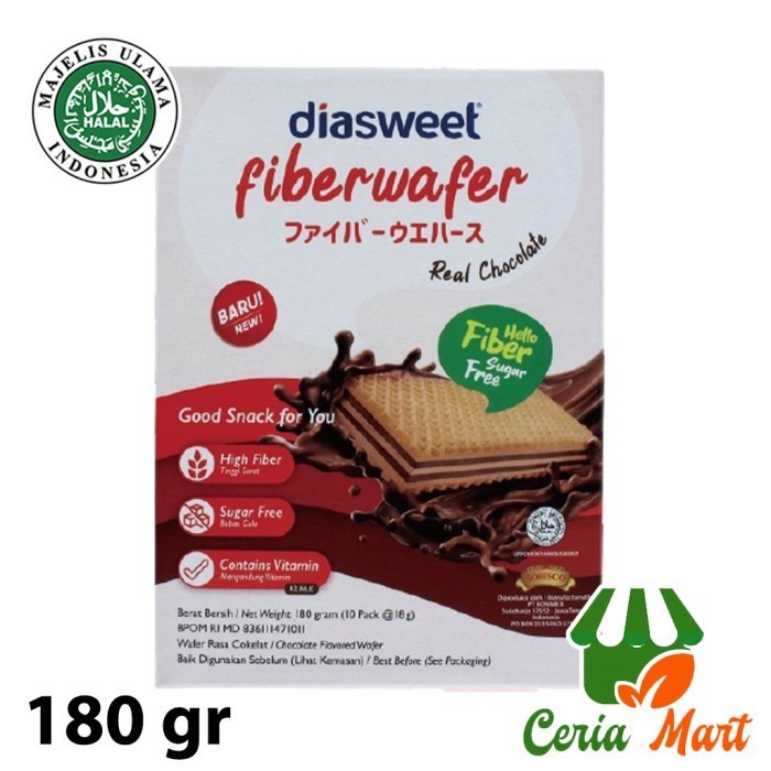 

OBRAL Snack Diabetes Diasweet Fiber Wafer Diet Bebas Gula 180 gr Sugar Free