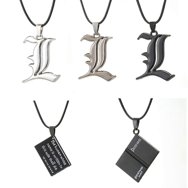 Anime Death Note Kalung Tali Kulit Choker Mode Hitam Buku Catatan Model Liontin Kalung untuk Wanita 