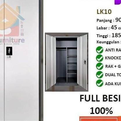 TERBAIK LEMARI PAKAIAN FULL BESI 2 PINTU LK10 TERJAMIN NURULSSTORE22