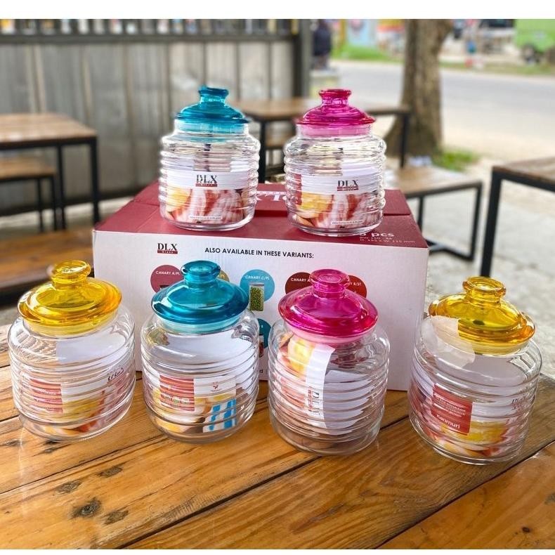 Ready>>> Toples Kanmuri Toples Kue Kering Kaca Set Isi 6 Idul Fitri Lebaran