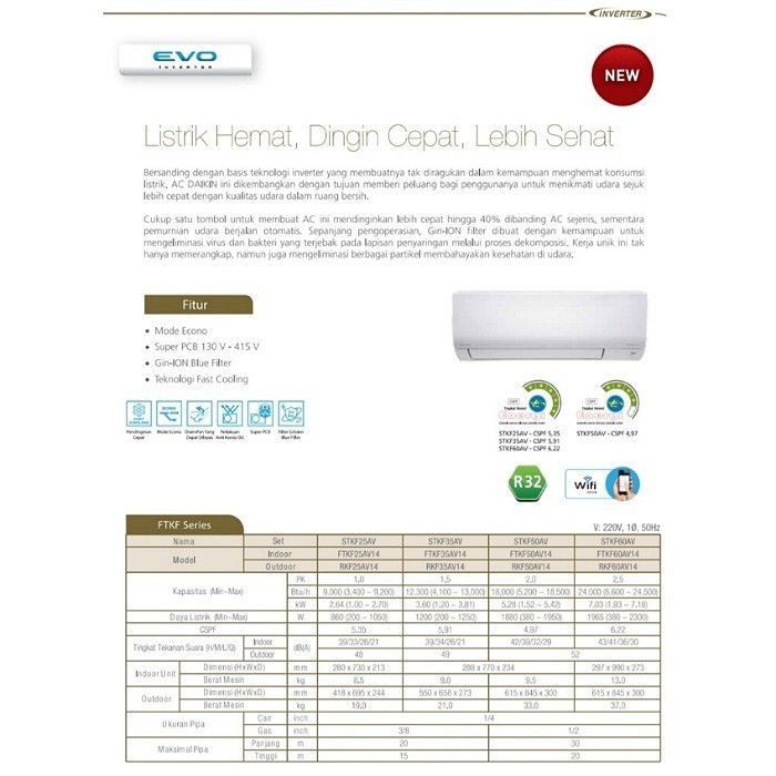 Ac Daikin Ftkf25Av14 - Evo Inverter 1 Pk Ac Daikin Inverter 1Pk