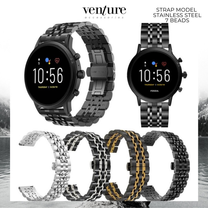 STRAP SMARTWATCH FOSSIL GEN 4 5 MODEL STAINLESS STEEL 7 BEADS 22MM