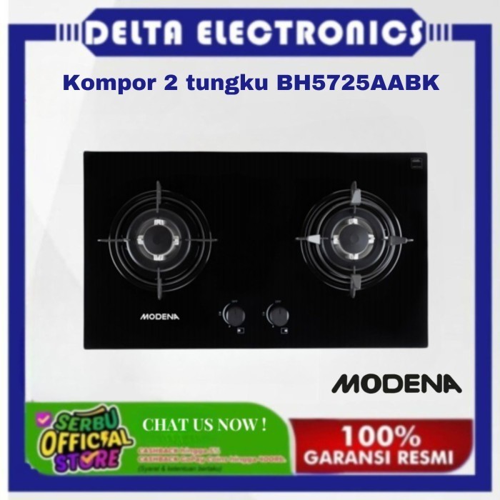 Modena Bh5725Aabk Kompor Tanam 2 Tungku Hitam 70Cm - Bh 5725 Aabk
