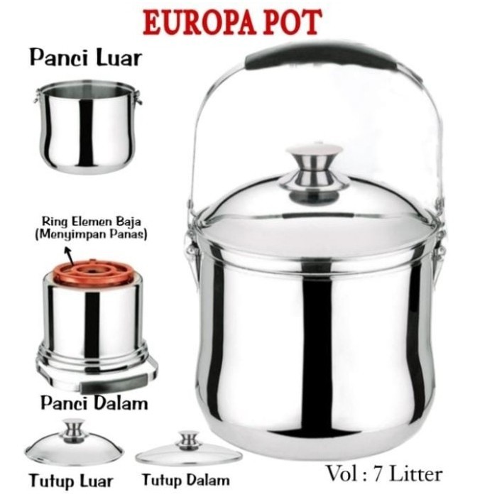 Izzy Cook Panci Set Serbaguna Panci Presto Stainless 7 Liter Tahan Pan