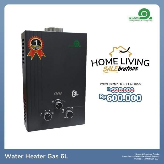 Water Heater Gas Pemanas Air Instan Frisone Fr S11 6 Liter