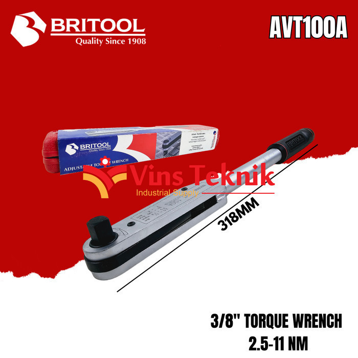 Britool Avt 100 A Kunci Torsi 3/8" 2.5 - 11Nm Torque Wrench Avt100