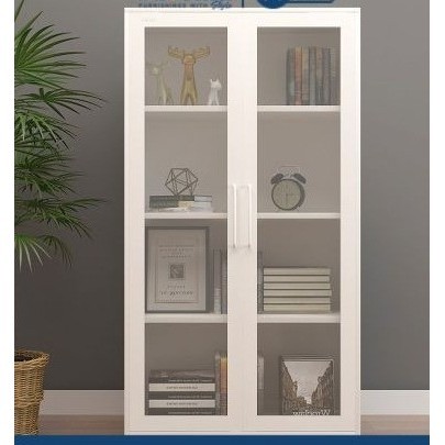 

RAK MINIMALIS LEMARI BUKU ORLA HIGH GLASS DOOR CABINET WHITE