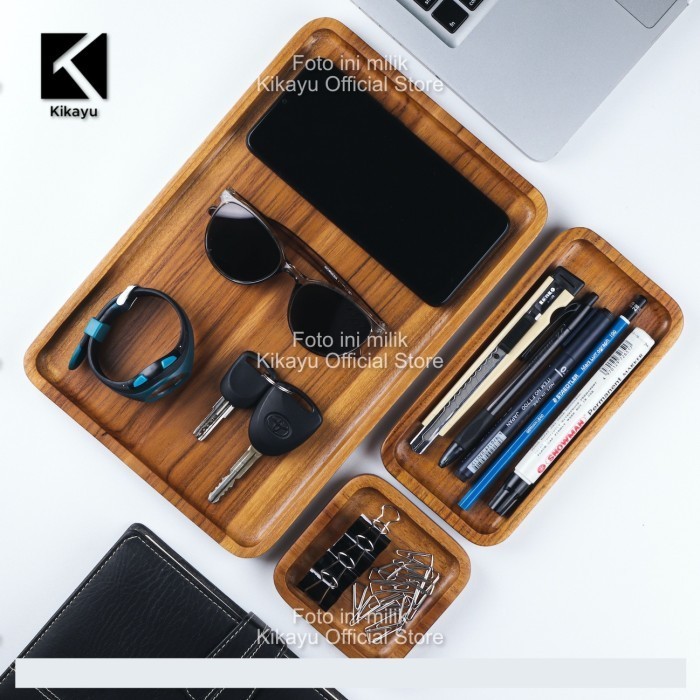 

Wooden Tray desk organizer kayu jati KIKAYU Bundling 3pcs