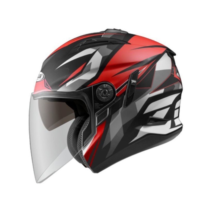 Zeus 613B Matt Black Aj15 Red Half Face Double Visor