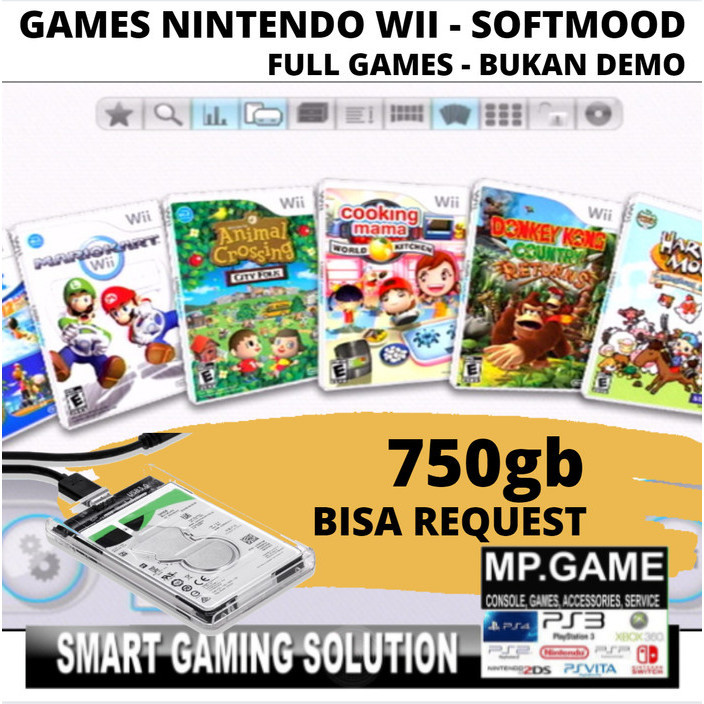 Hdd Nintendo Wii Harddisk Hardiskexternal 750Gb Bonus Game Populer Wii