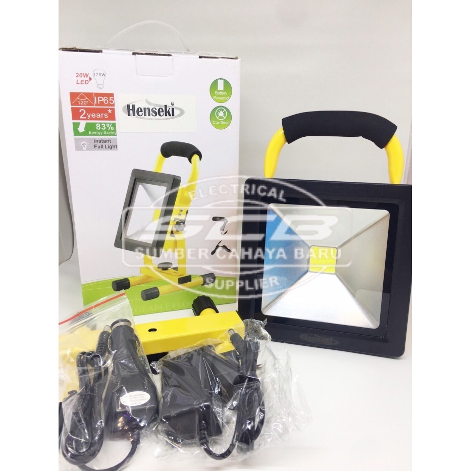 Henseki Rechargeable Flood Light 20 Watt Lampu Sorot Emergency 20W