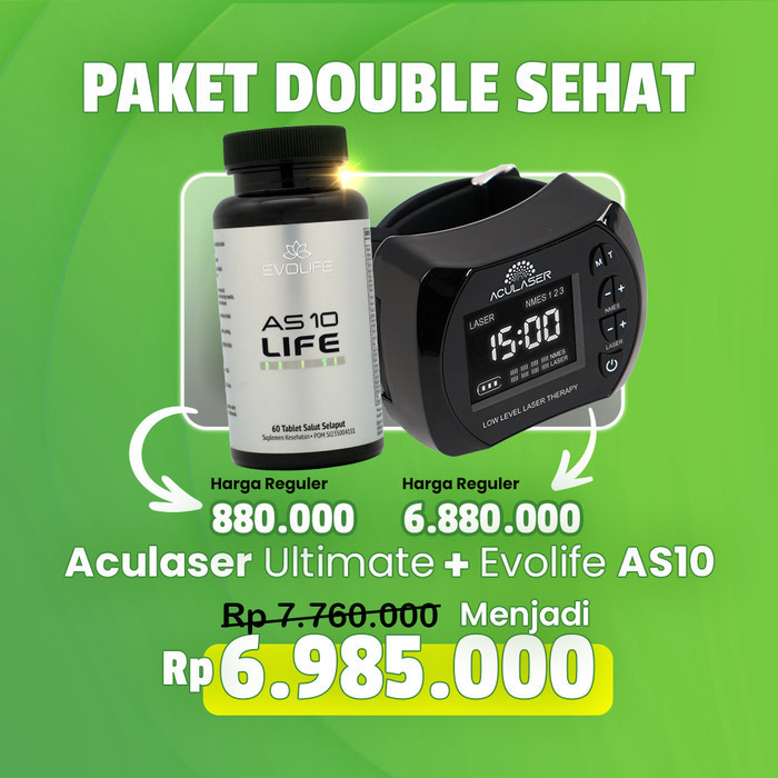 Aculaser Ultimate + Evolife As10 Paket Promo Double Sehat Makin Hemat