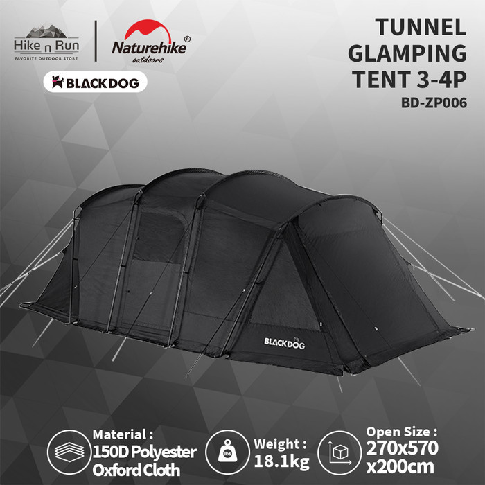 Tenda Camping Blackdog Bd-Zp006 Tunnel Glamping Tent 3-4 Orang