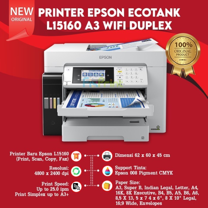 Printer Epson Ecotank L15160 A3 Copy Wifi All In One Ori Termurah