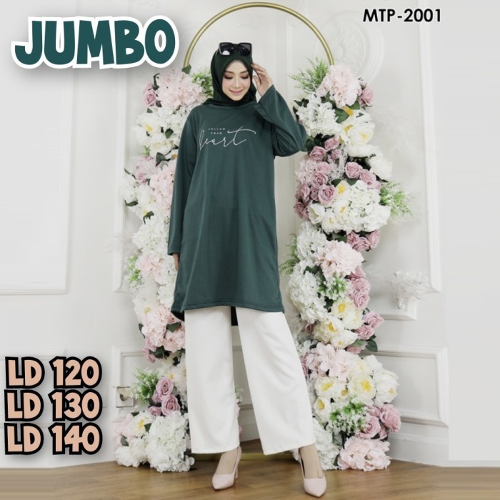 Tunik Kaos Jumbo Big Size Blouse Baju Lengan Panjang Ld 120 130 140