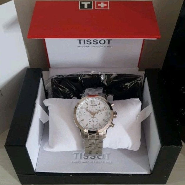 Jam tangan Swiss Quartz Chronograph T-Sport PRC200 PRC 200 T055.417.11.037.00 Sapphire White dial St