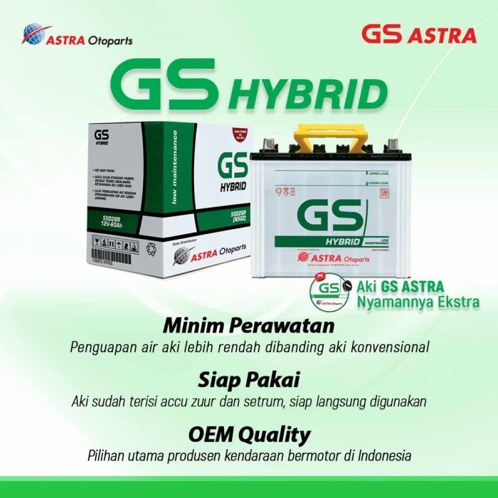 Aki Mobil Gs Astra Hybrid Ns40Zl Agya Ayla Calya Sigra Brio Xpander