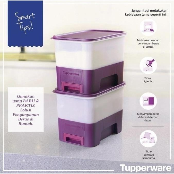Tupperware Promo Tempat Penyimpanan Beras 5 Kg Rice Smart