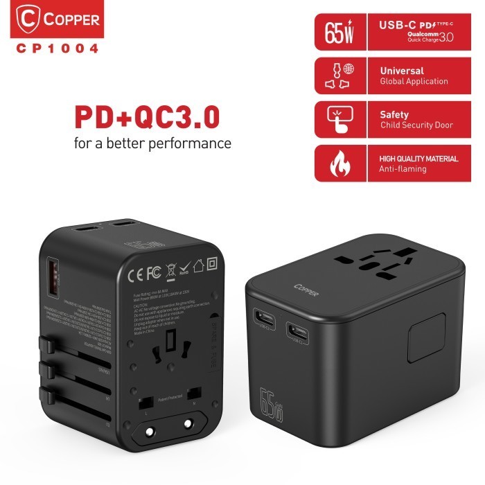 Copper Cp1004 Universal Gan Travel Adapter 65W - Super Fastcharging