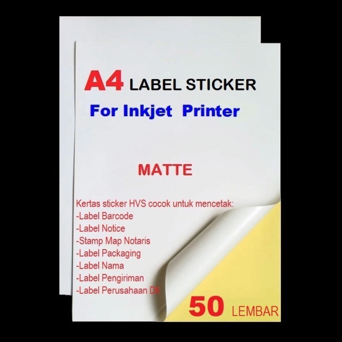 

Kertas Sticker A4 For Inkjet Printer Isi 50 Lembar