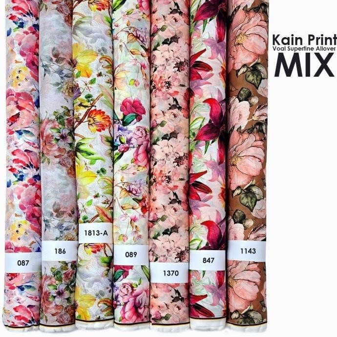 Kain Printing Voal Superfine Allover Mix Design (0.5 Meter) Berkualitas
