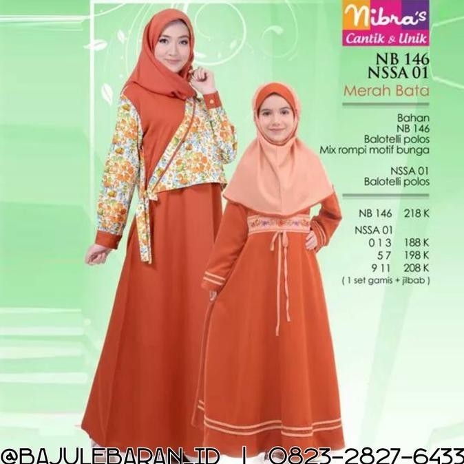Setelan Baju Couple Anak Bunda Gamis Anak Nibras Nssa 01 Merah Bata Stok Terbatas