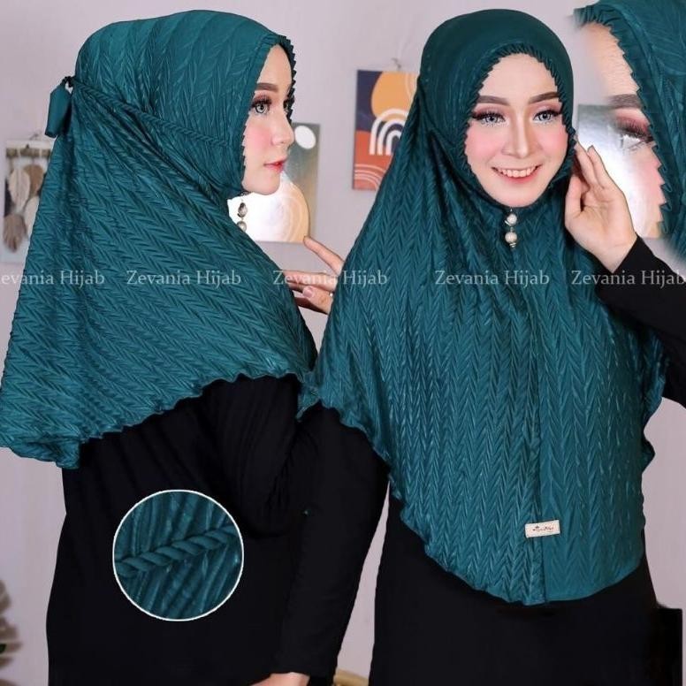CR - Bergo kcb plisket padi tali kepang / hijab instan plisket tali / bergo maryam plisket padi / be