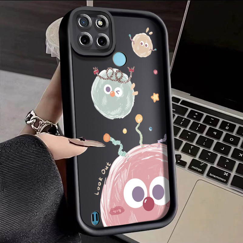 Casing Hp Realme C21Y Realme C25Y Case pola Bola berwarnat desain Casing HP lensa kamera Softcase ge