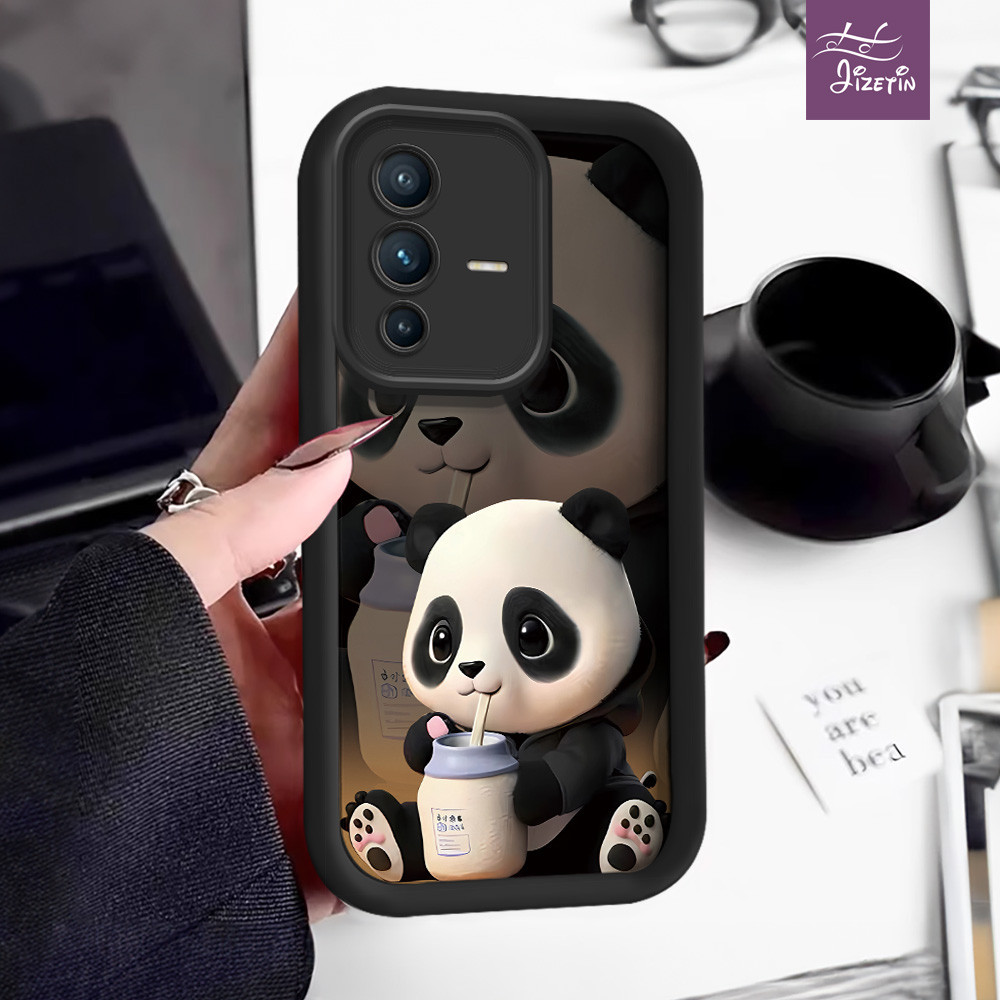 Panda Keluarga casing hp bentuk aneh untuk ph vivo v29,v27e,v27 pro,v27,v25e,v25,v23,v15,s12,z5i,s1,