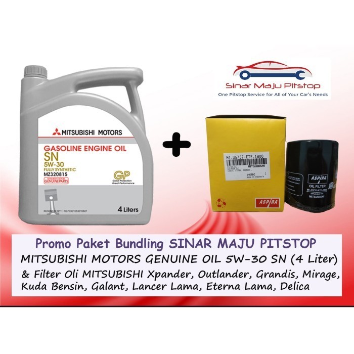 PAKET OLI MOBIL MITSUBISHI GENUINE OIL 5W-30 SN & FILTER OLI XPANDER